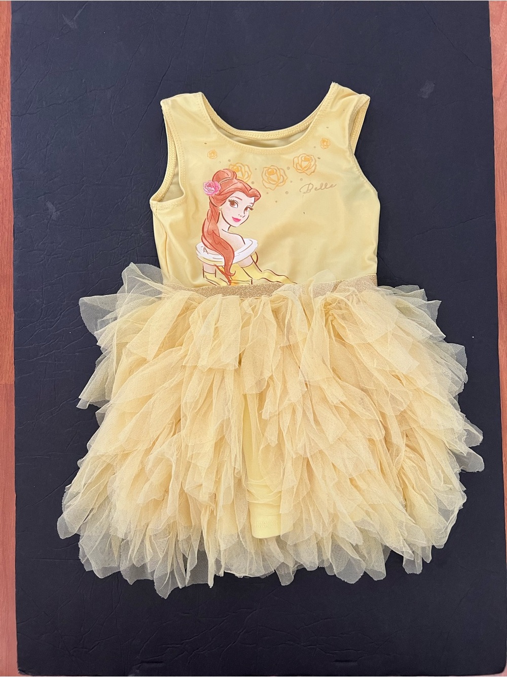 2T Disney Yellow Princess Tutu Costume Girl Dress